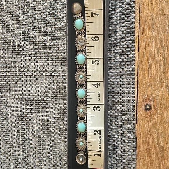 Fred Harvey Era 1940s Link Turquoise Bracelet - Picture 7 of 8